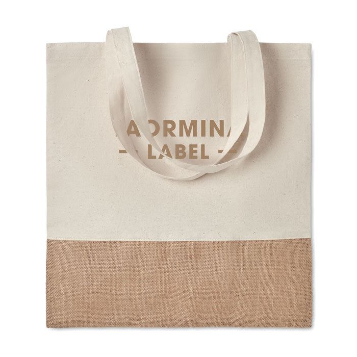 Tote bag original en coton et toile de jute