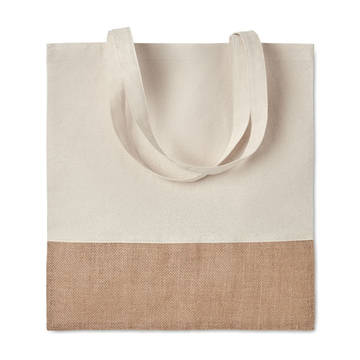 Tote bag original en coton et toile de jute